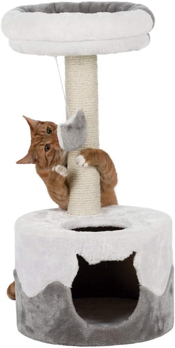 Krabpaal - Kattenmeubel - Kattenvermaak - Met pluche en sisal - 71 cm - Wit-grijs