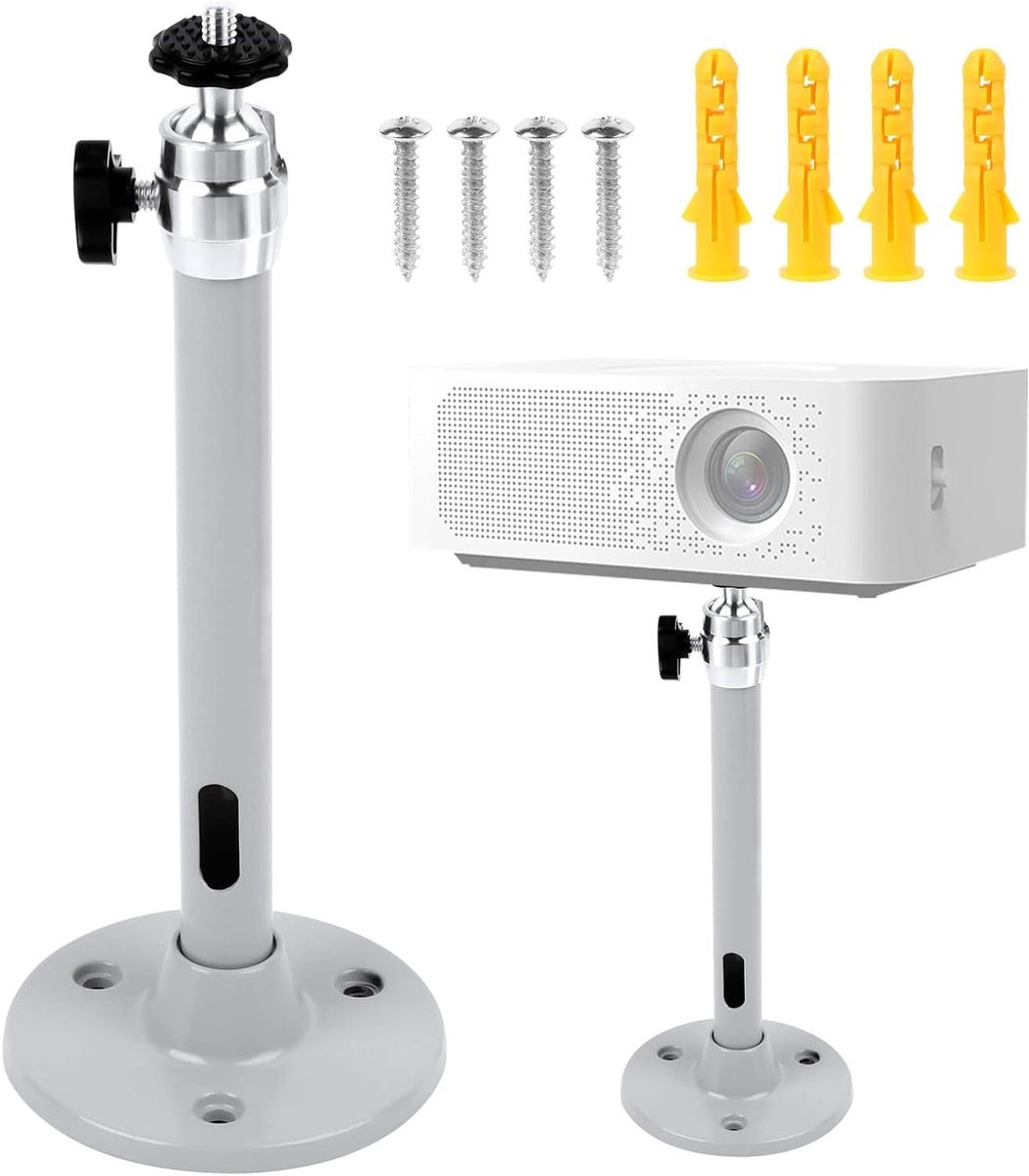 Projector Beugel - Plafondhouder Mini - Thuisbioscoop Setup - 360 Graden Verstelbaar - 110 Gram - Zilver