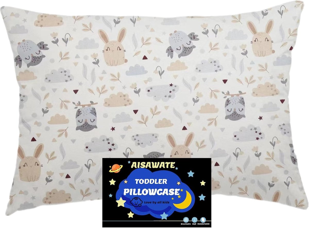 SnelShoppen - Kinderkussenhoes 40 x 60 cm - Biologisch Katoen Kussenhoes voor Baby's en Peuters - Ademend en Zacht - Ideaal voor Camping en Kinderwage