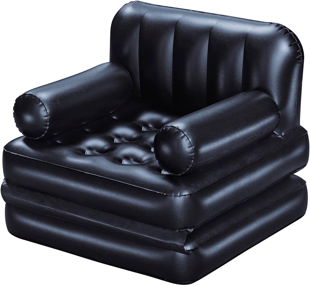 Thijox - Opblaasbare Stoel Zwart - 191 x 38 x 25 cm - Perfect voor Camping, Tuin, Feest - Voor Volwassenen en Kinderen - Hoogwaardig Plastic