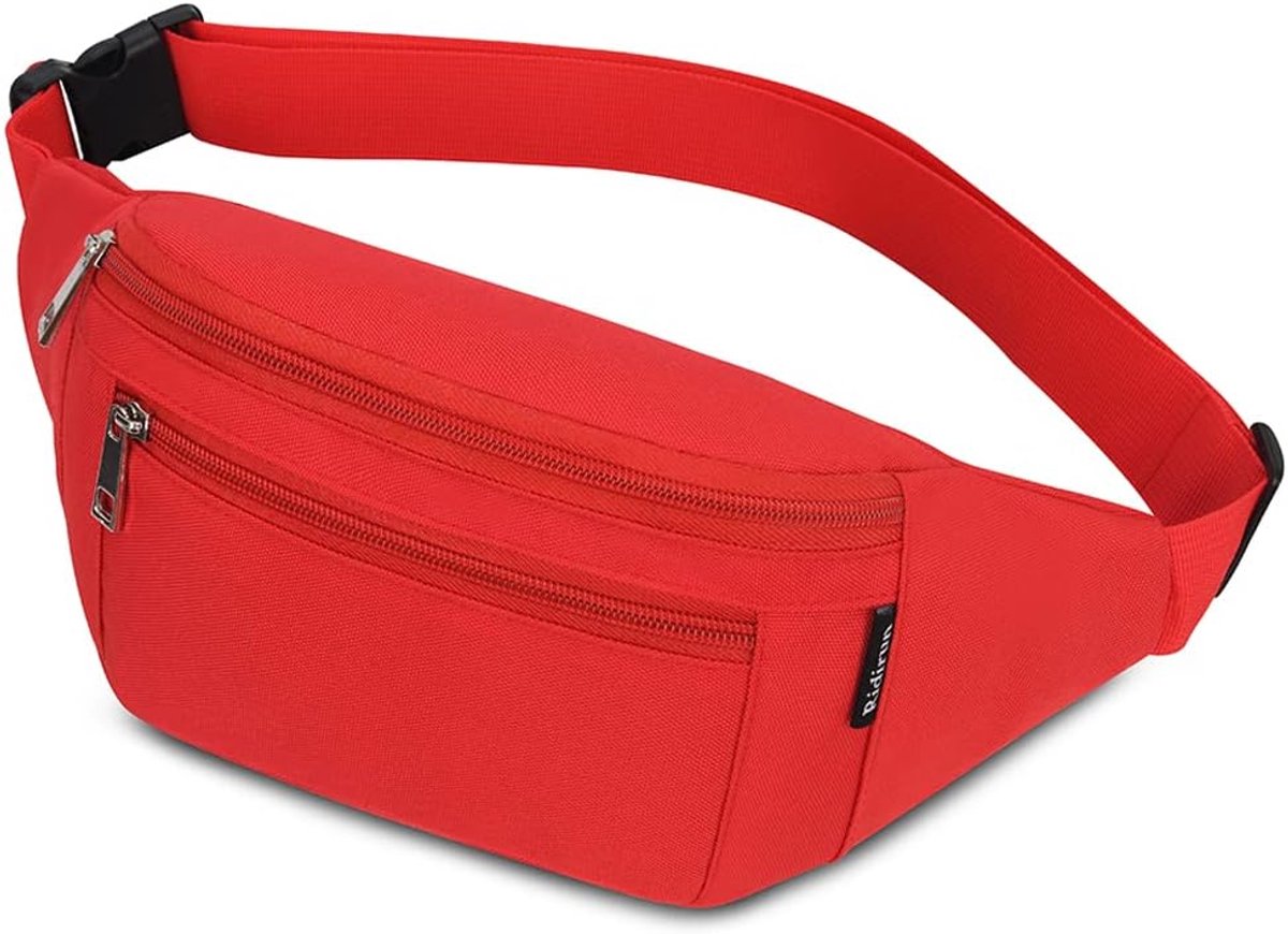 SnelShoppen - Sportieve Heuptas voor Mannen en Vrouwen - Grote Fanny Pack met 4 Ritsen, Verstelbare Band, Snelle Ontgrendeling, Waterdichte Nylon voor