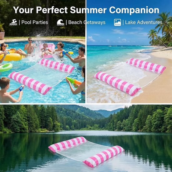 Thijox - Luchtmatras Zwembad Water 132x130cm - Opblaasbare Waterhangmat voor 2 Personen - Dubbel Zwembad Accessoire - Ideaal voor Zomer, Vakantie, Tui van Thijox — afbeelding 4