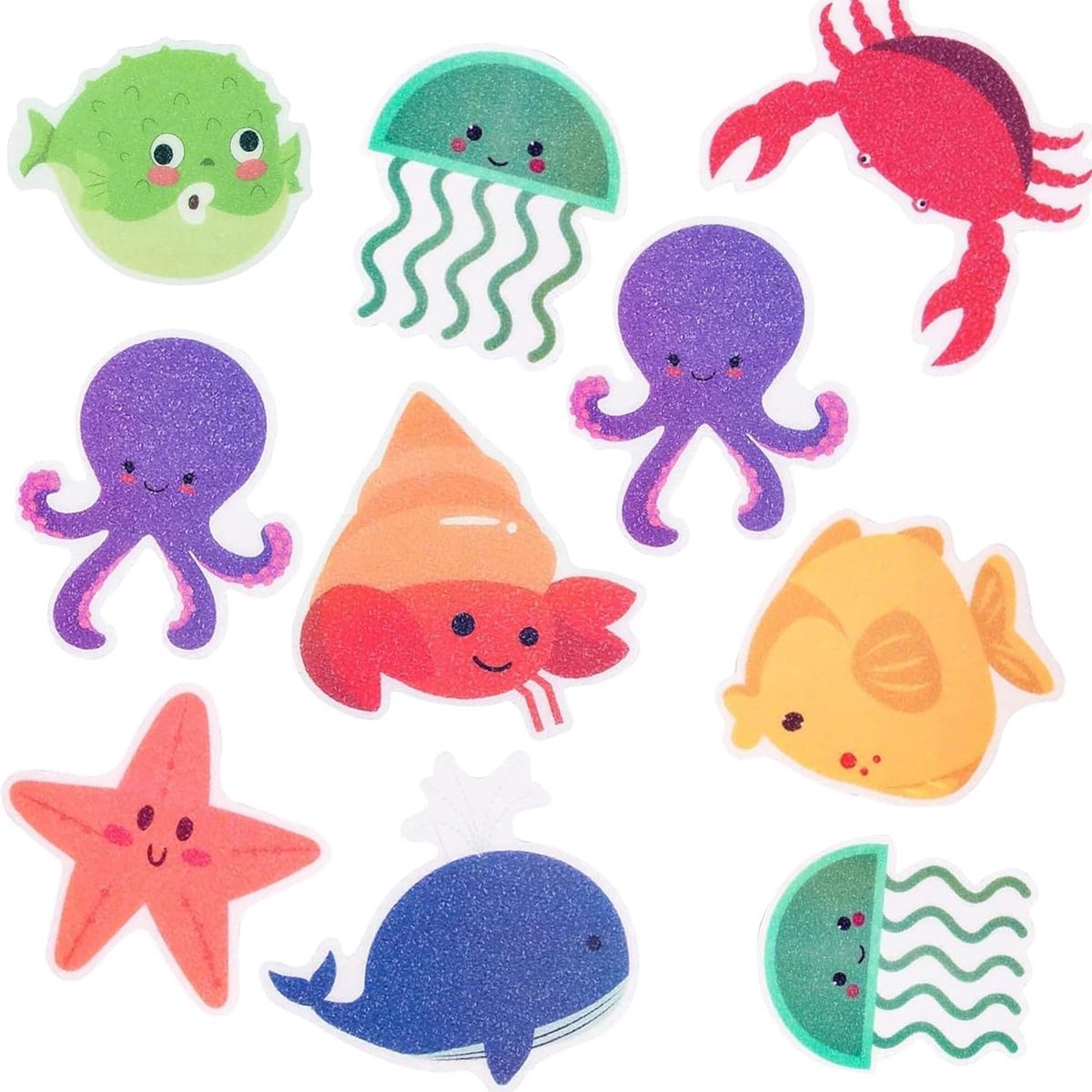 Thijox - Set van 20 Antislip Stickers voor in Bad met Zeemotieven, Zelfklevende Veiligheidsstickers voor Kinderen en Volwassenen, 11,4 cm x 8,9 cm, Ku