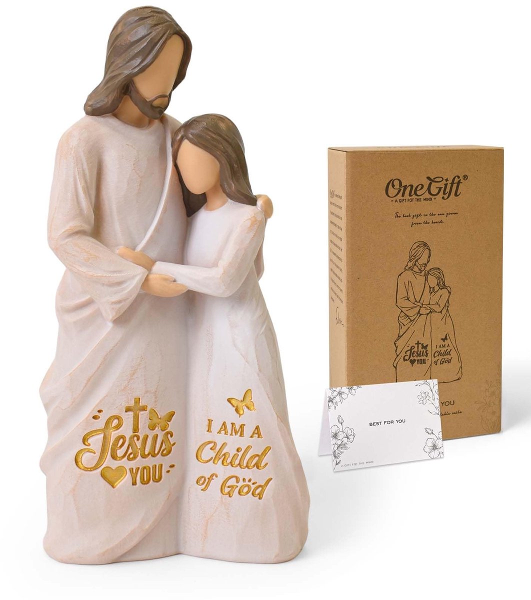 Dailygoods- Vrouwenfiguur 17,5 cm - Inspirerend Jezusbeeld - Handbeschilderd - Religieus Standbeeld - Geschenk voor Vrouwen - Katholiek Aandenken - Religieus Beeld