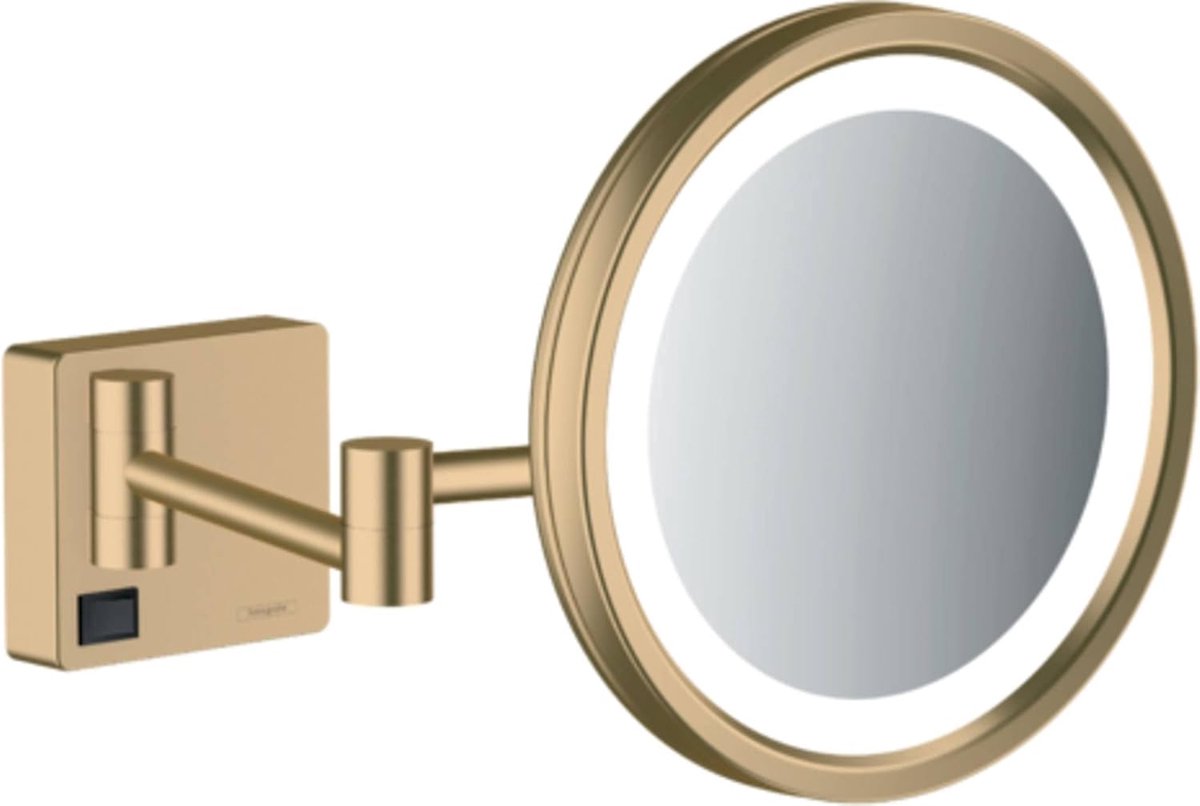 Thijox - Cosmeticaspiegel met LED verlichting, Make-up spiegel met 3x vergroting, Scheerspiegel in Brushed Bronze voor Badkamer en Verzorging