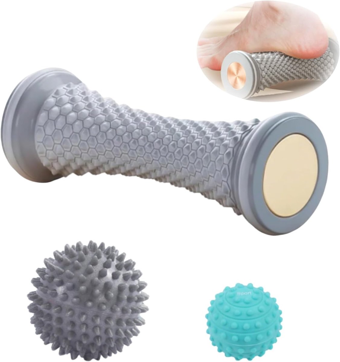 SnelShoppen - 3 stuks massageballen set, egelballen voor voetmassage, harde rubberen massageballen, ideaal voor plantaire fasciitis, draagbare massage