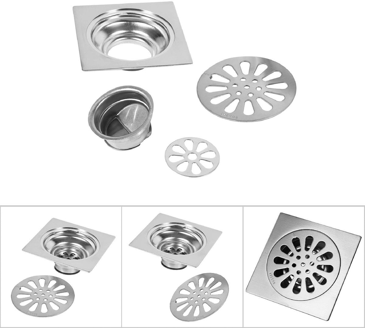 Dailygoods - Roestvrijstalen Afvoerdeksel voor Badkamer