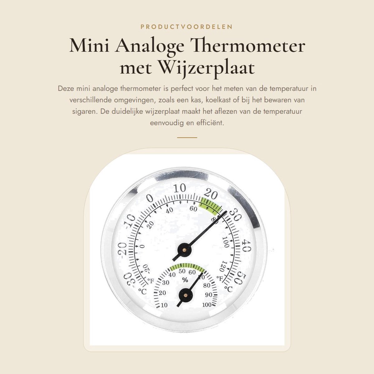 Dailygoods - Mini Analoge Thermometer met Wijzerplaat voor Diverse Toepassingen