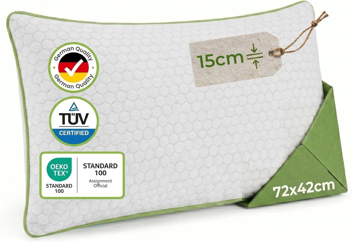 Thijox - Ergonomisch Traagschuim Kussen met Gel, 4 Verstelbare Hoogtes, Ideaal voor Zijslapers en Rugslapers, 71 x 42 x 15 cm, Comfortabel en Onderste
