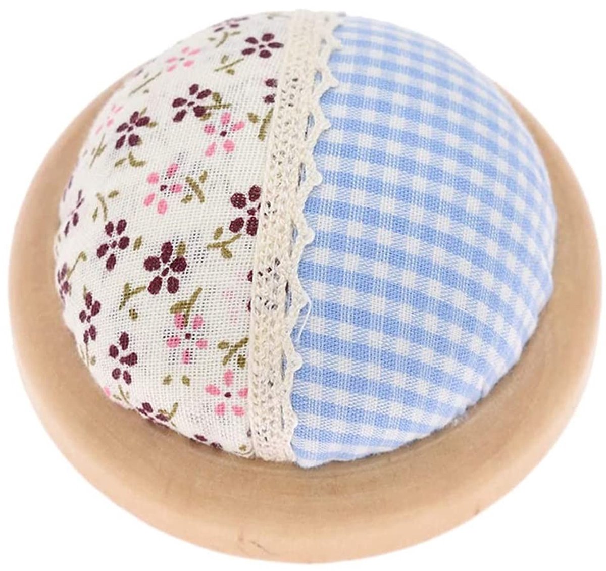 Dailygoods- Naaldpin Kussen - Draagbaar - Speldenkussen - Decoratie - Polka Pompoen - 2 Stuks - Houten Design