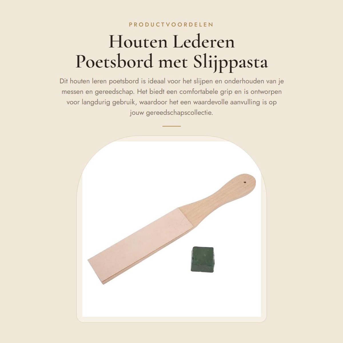 Dailygoods- Poetsbord Dubbelzijdig - Houten Slijpriem - Lederen Stropping Kit - 12 Inch - Comfortabele Bediening - Premium Kwaliteit - Slijpsteen