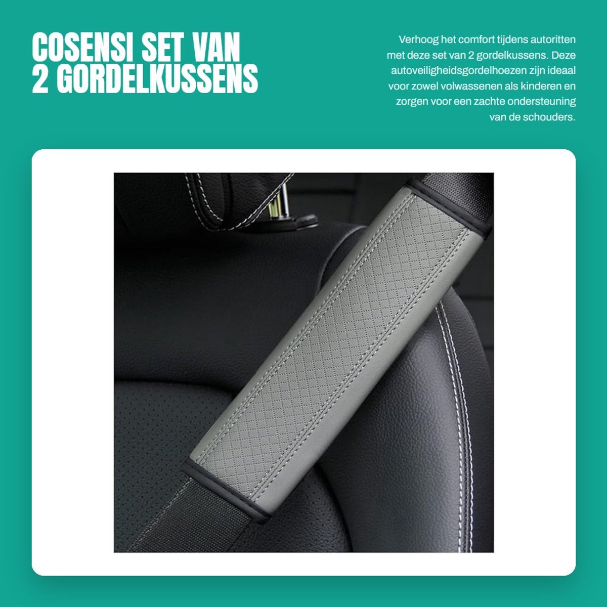 Dailygoods- Gordelkussen - 2 Stuks - Veiligheidsgordelafdekking - Autoveiligheid - Comfortabel - EVA-schuim - 6,5 x 23 cm - Veiligheidsgordel