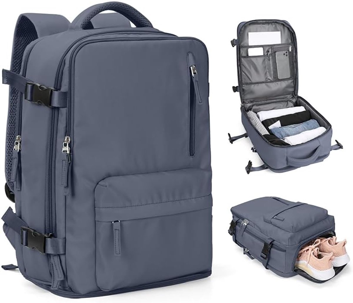 SnelShoppen - Grote Reisrugzak voor Vrouwen & Mannen, 40x30x20 cm, Ryanair & Wizz Air Handbagage, Waterproof Laptop Rugzak voor Zakenreizen, Perfect v