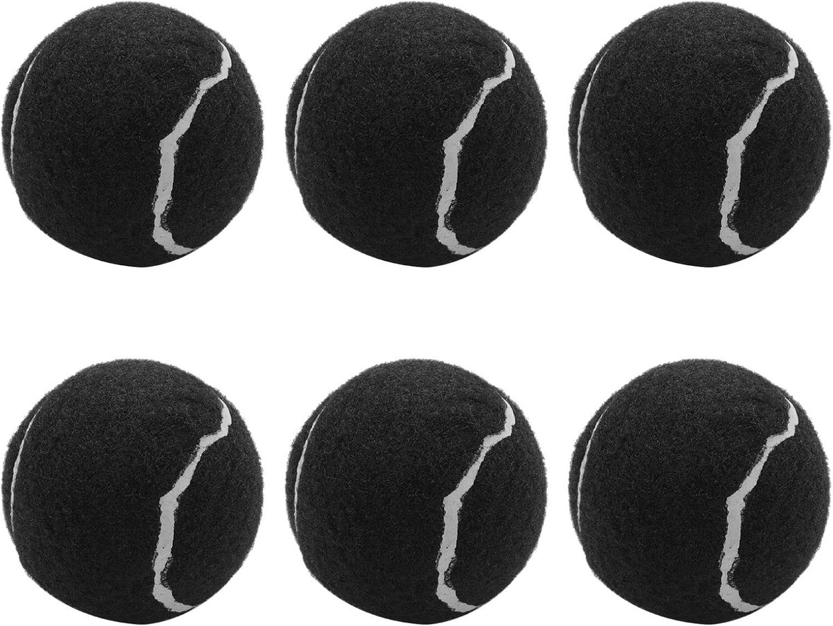 Thijox - 6 Verpakkingen Tennisballen Slijtvaste Elastische Trainingsballen 66 mm Zwart voor Dames Beginners Oefenstennis