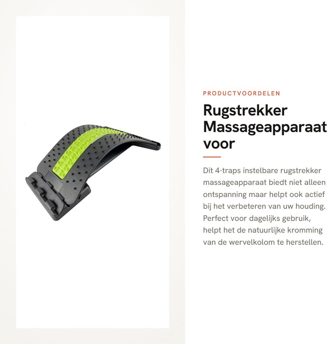Dailygoods- Rugstrekker 4-traps instelbaar - Massageapparaat - Pijnverlichting - Houdingscorrectie - Duurzaam ABS-kunststof - Ontspanning van de rug - Rugmassageapparaat
