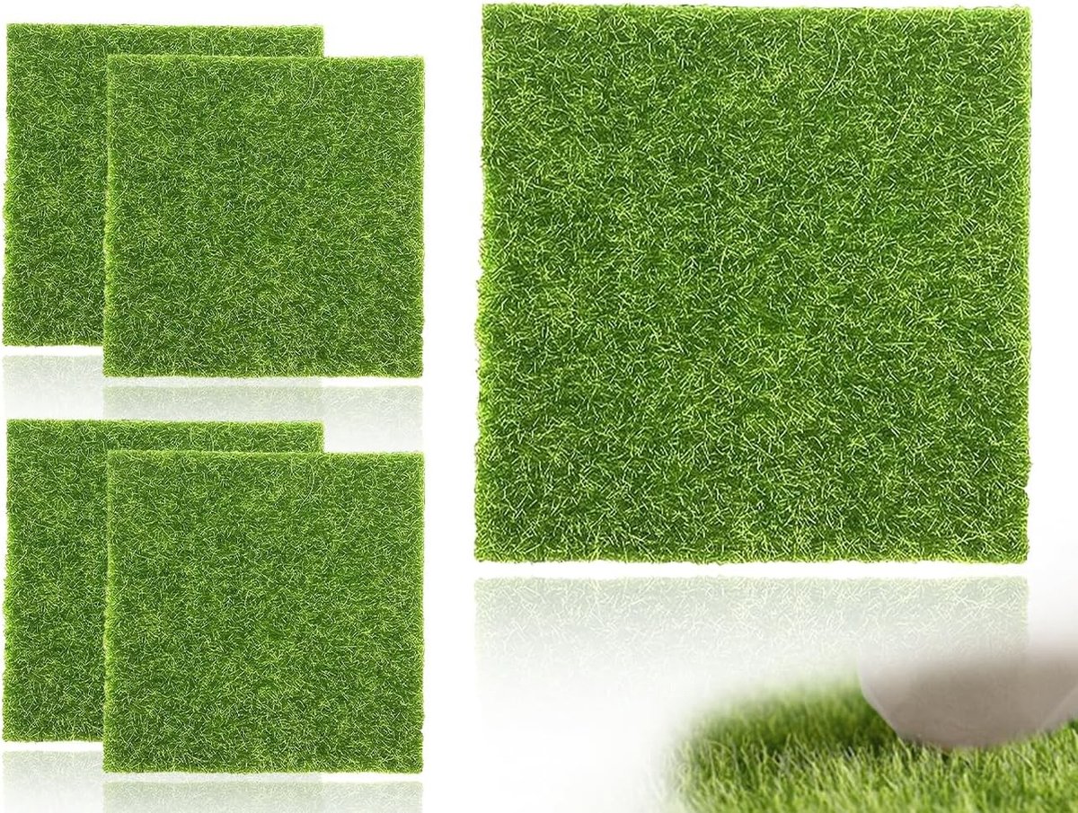 Kunstgras 4Pcs 6x6 Inch - Tapijt voor Miniatuurtuin Decoratie, Mos en DIY Versieringen voor Miniatuurobjecten en Tuinprojecten