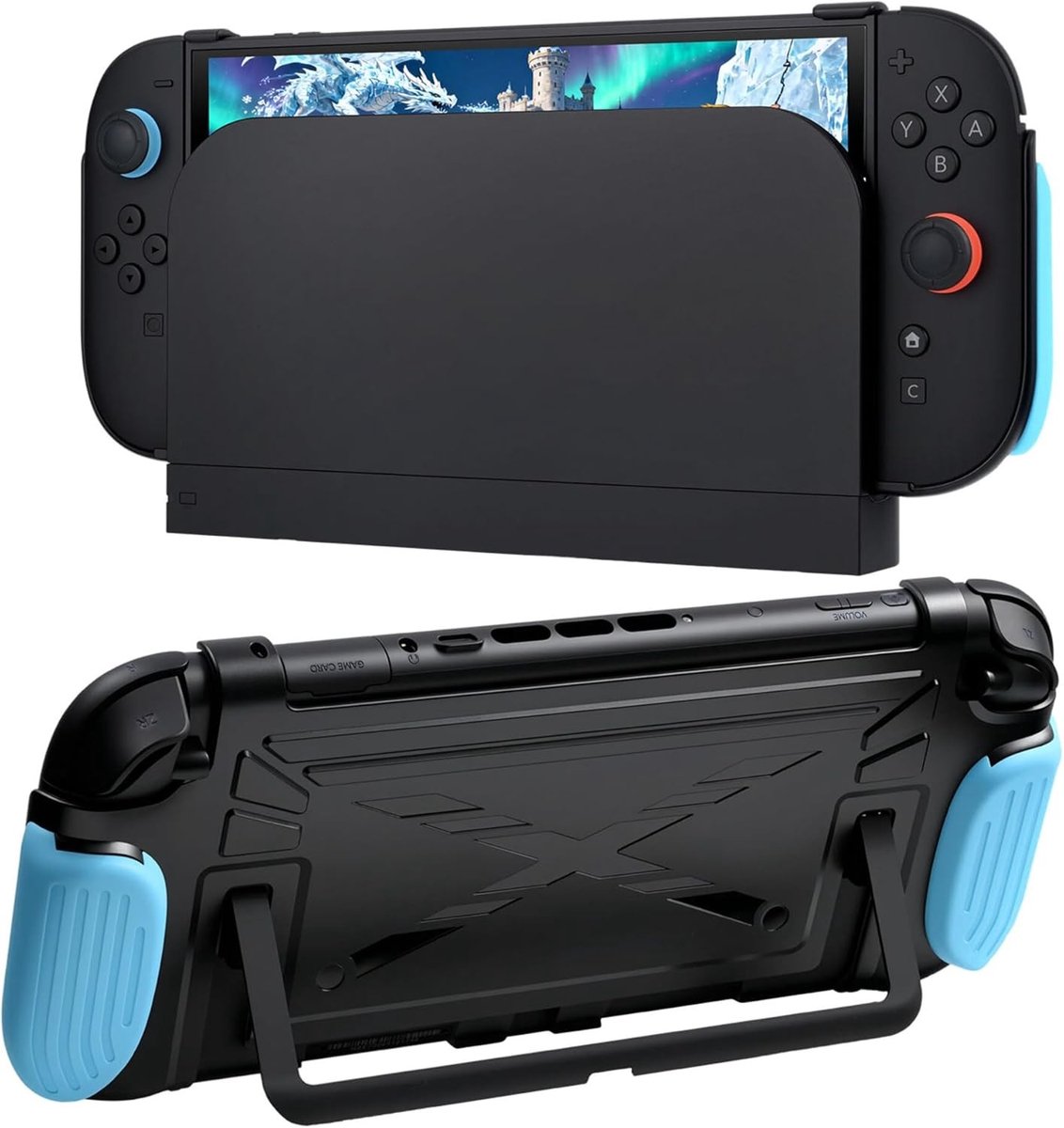 Ergonomische Grip Case voor Nintendo Switch 2 - Zwart, Beschermhoes met Verwisselbare Handgrepen, Dockbaar en Ondersteunt TV-modus voor Optimale Spelervaring