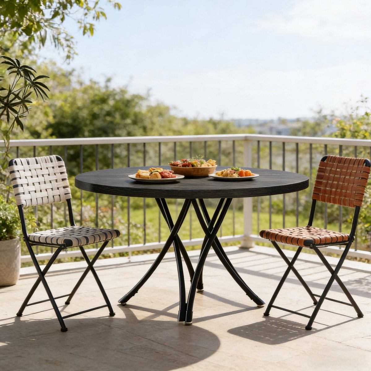 HAUSS SPOLE Eettafel - Ronde Tafel Voor 4 Tot 6 Personen - Modern Voor Keuken En Eetkamer - Hout - 120 x 120 x 74 cm - Zwart