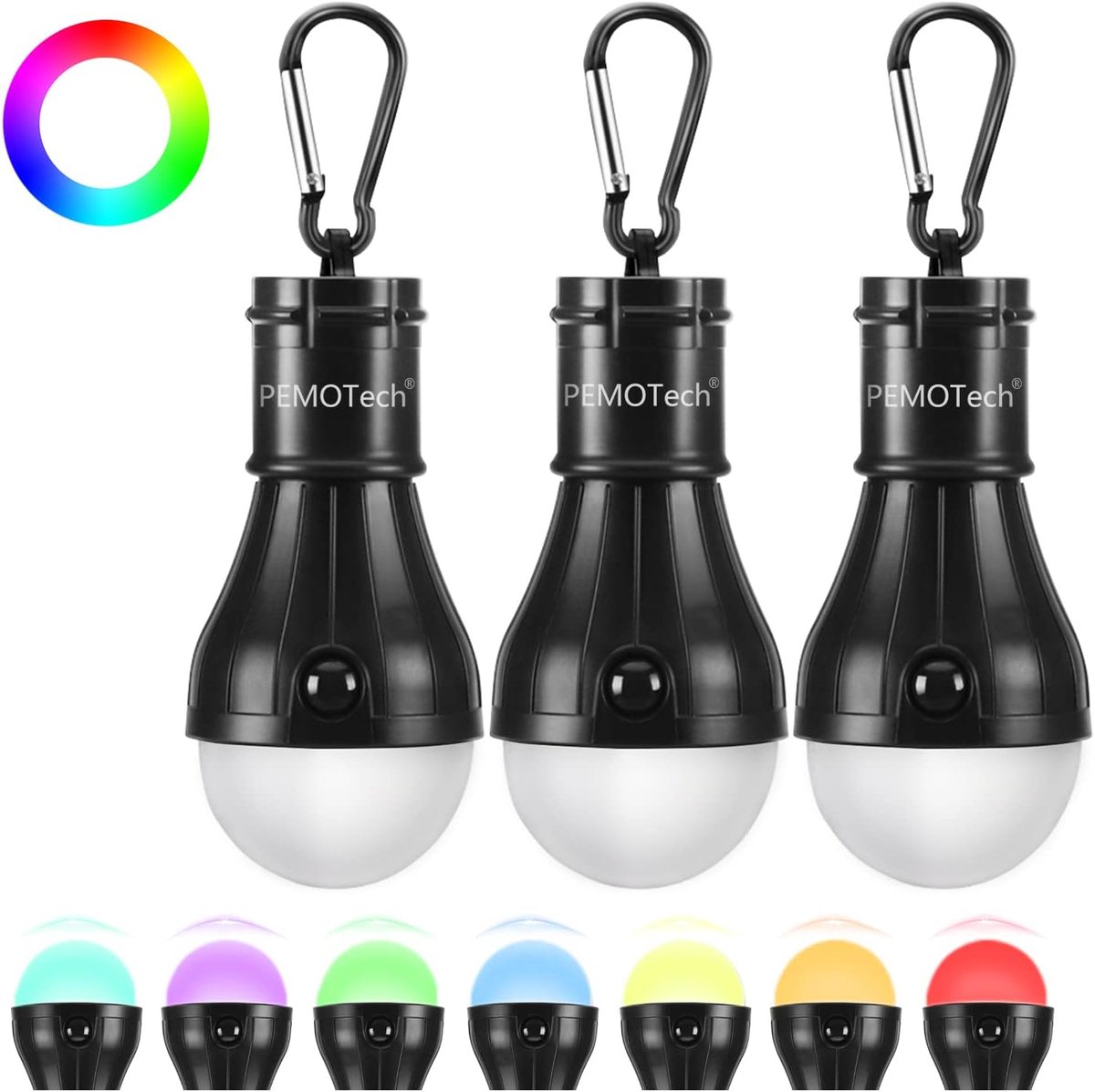 Thijox - Camping Tent Light met 3 RGB-lampen, Waterdichte Draagbare LED Noodlampen, 4 Verlichtingsmodi, Kampeeraccessoires voor Wandelen, Vergaderinge