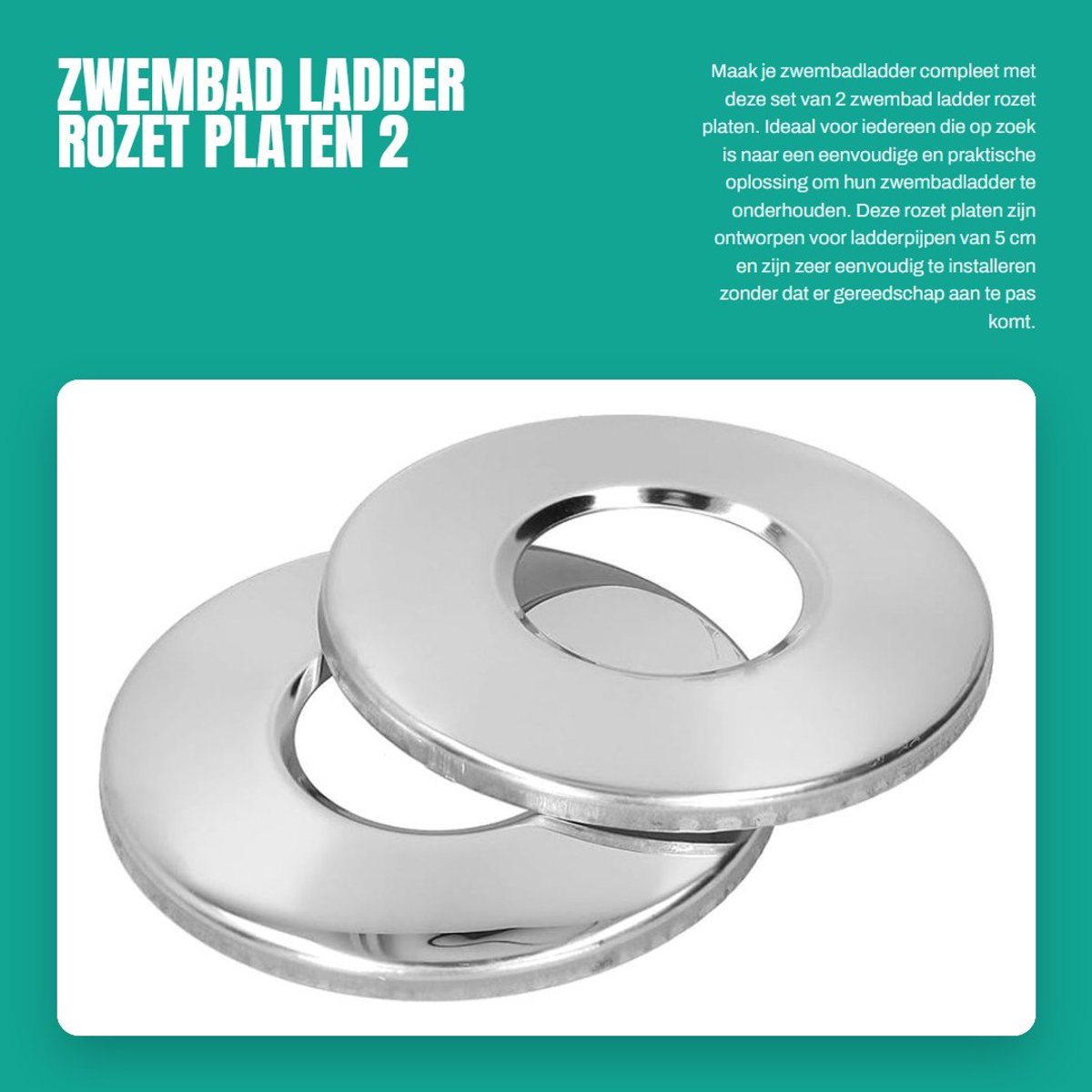 Dailygoods- Rozet Afdekplaat 2 Stuks - Vervangende Onderdelen - Geschikt voor 5 Cm Ladder Pijp - Eenvoudig te Installeren - Spiegelgepolijst - Comfortabel en Praktisch