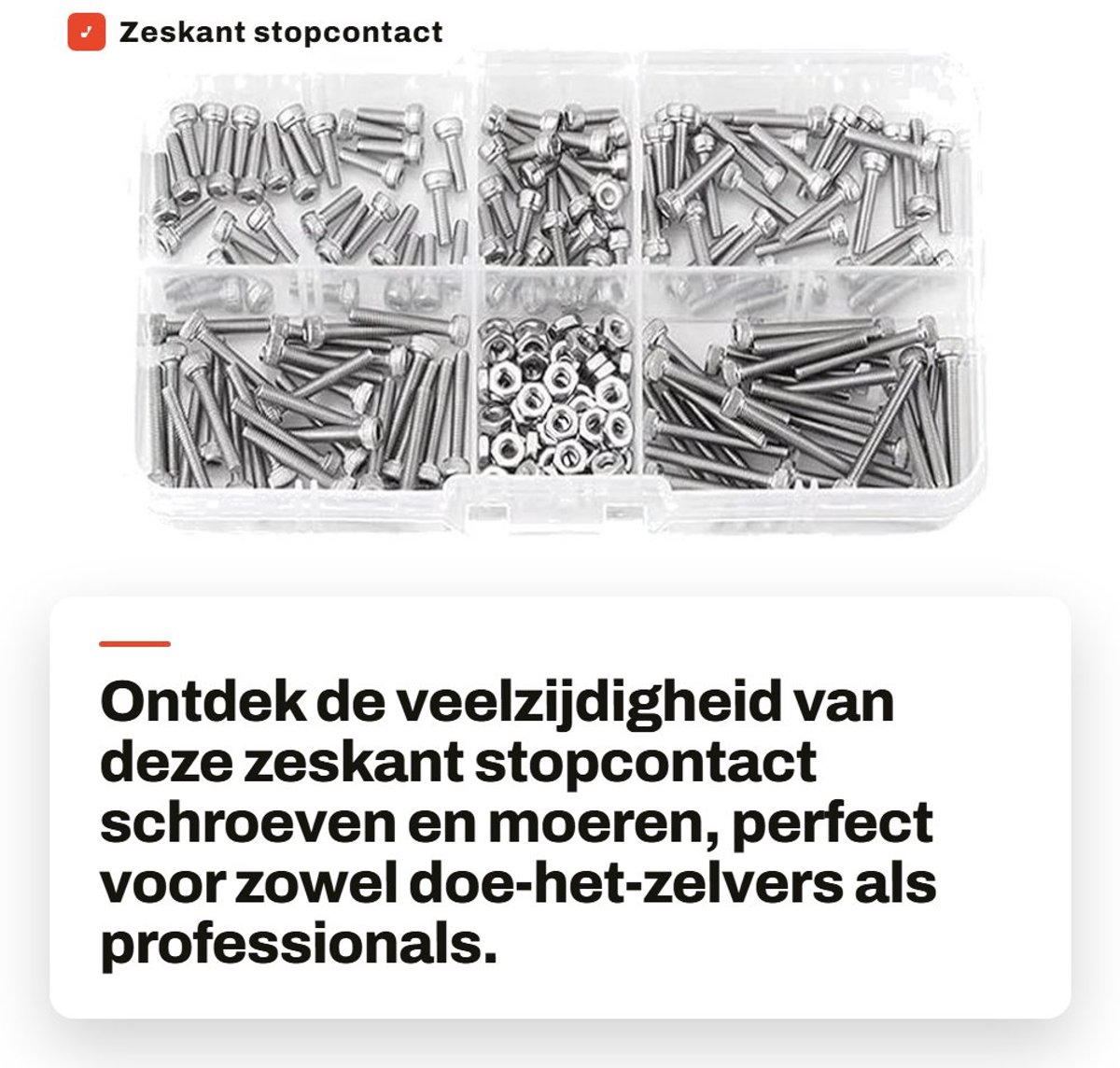 Dailygoods- Schroeven Assortiment Set van 210 stuks - Roestvrij Staal 304 - M2,5 Zeskant - Moeren - Breed Toepasbaar - Afmetingen 13,2 x 7,2 x 2,3 cm - Bevestigingsmiddelen