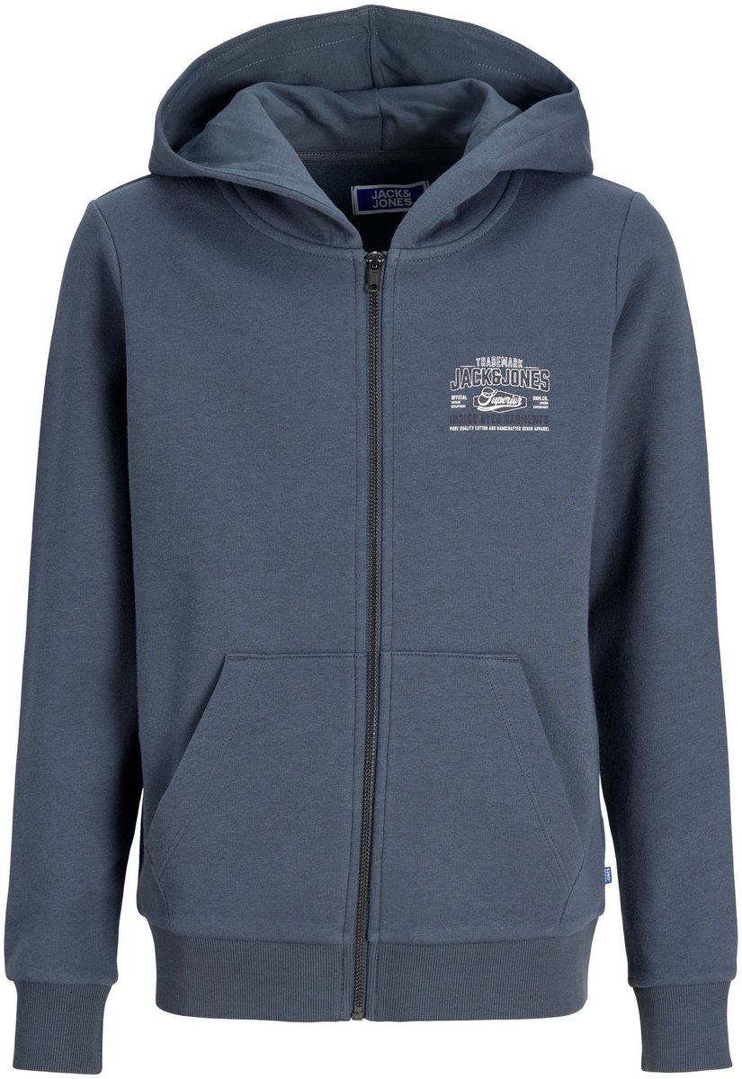 Jack & Jones Kids Logo 2col Sweatshirt Met Rits Blauw 10 Years Jongen
