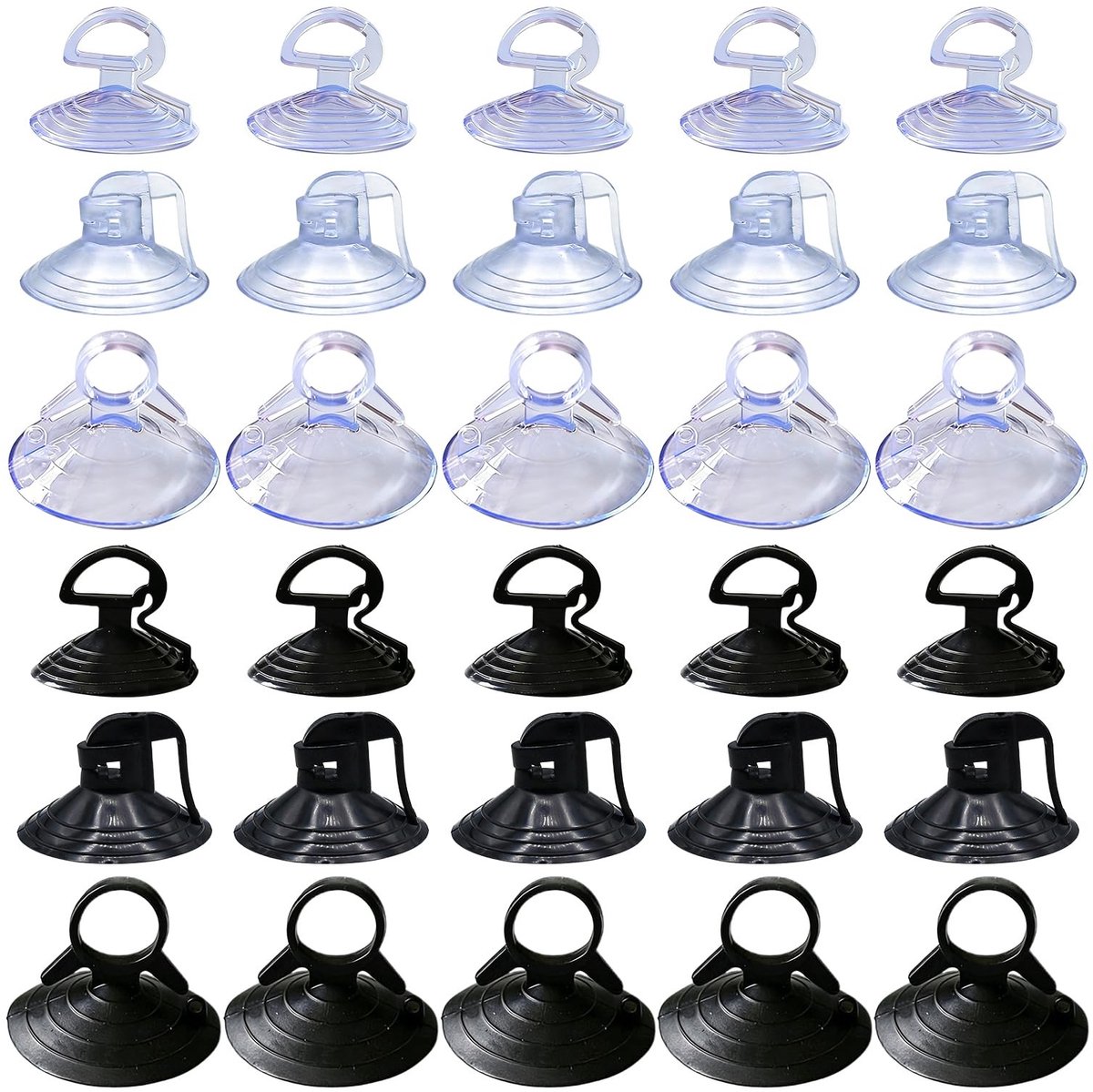 Dailygoods- Zuignappen 30 stuks - 3 maten (35 mm/38 mm/45 mm) - Kunststof - Herbruikbaar - Voor raam/badkamer/auto - Sterke zuigkracht - Zuignap