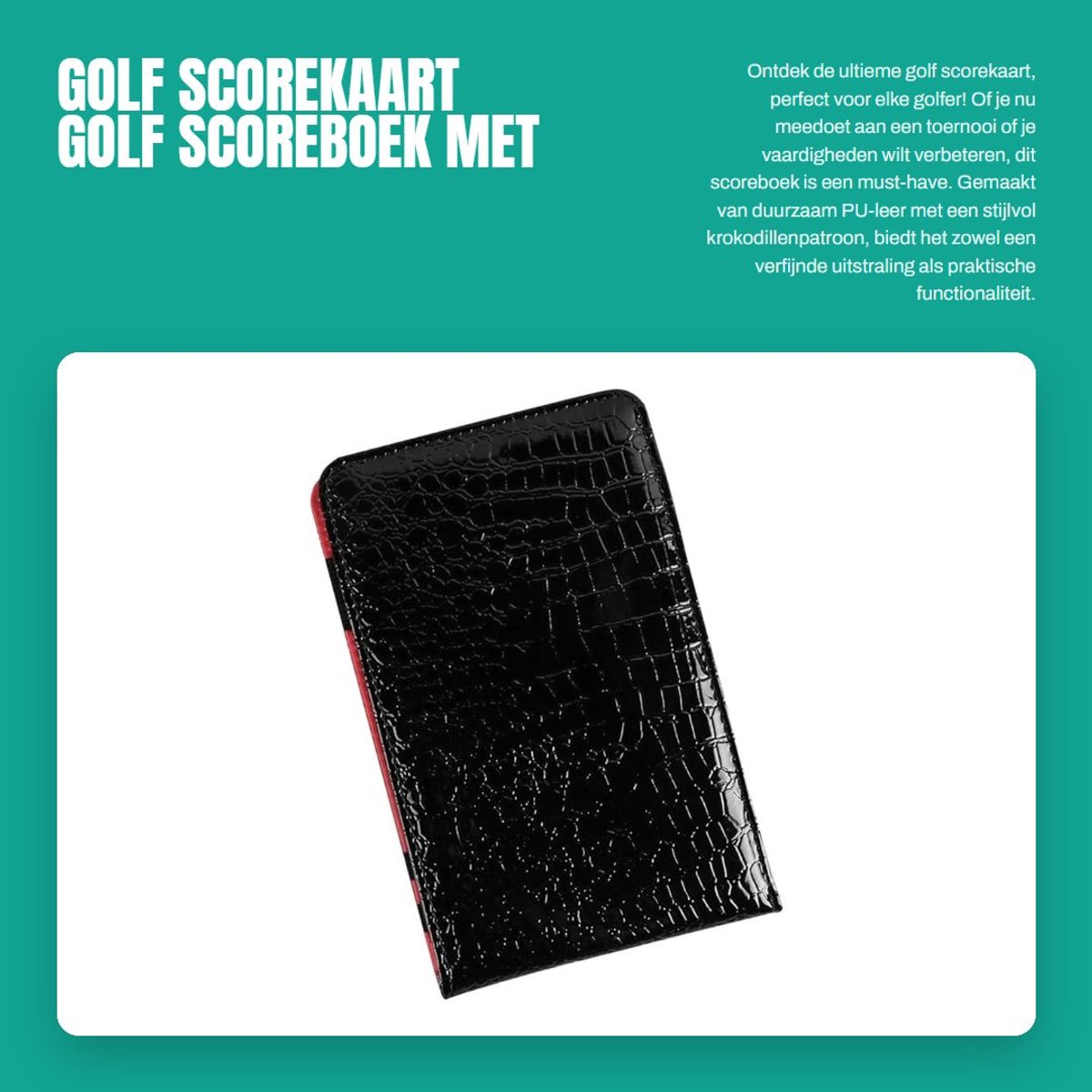 Dailygoods- Scoreboek PU Leer Krokodillenpatroon - Scorekaarthouder - 5 Elastische Banden - 18x11 cm - Duurzaam - Multifunctioneel - Golfboek