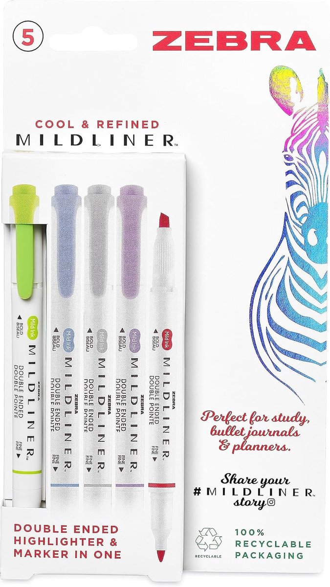 Thijox - 5 Stuks Pastel Markeerstiften met Dubbele Punt, Fijne en Brede Highlighters voor Bullet Journaling, Scrapbooking en Creatieve Toepassingen in