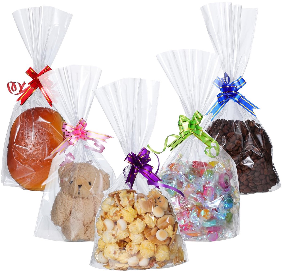 Dailygoods- Cellofaan Zakjes Transparant 15 x 25 cm - 100 Stuks Snoepzakjes - Cadeaustrikken - Duurzame Plastic Zakjes - Verpakking voor Koekjes/Snoep