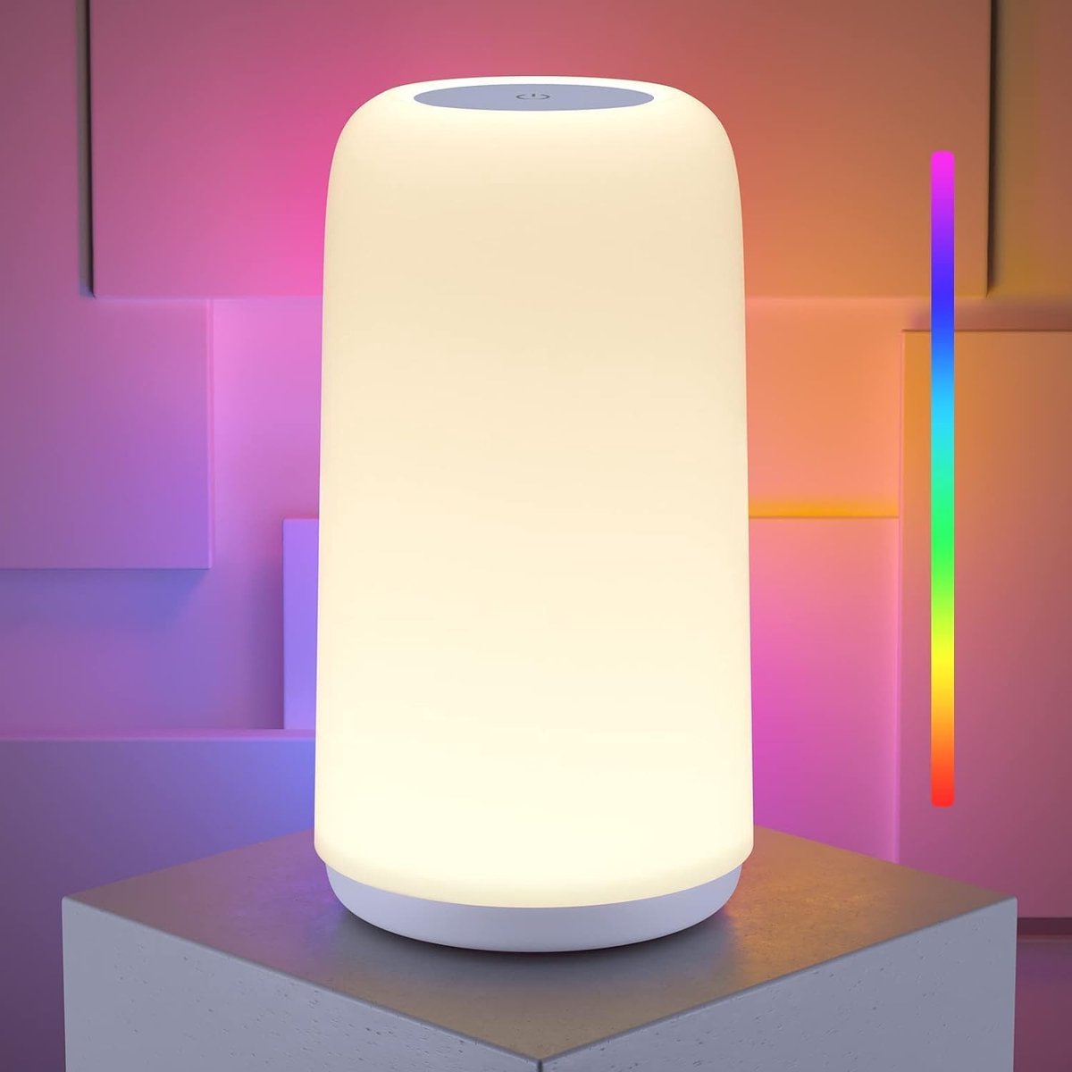 Thijox - ROOTRO Touch Nachtkastlamp RGB - 3-weg dimbare LED-lamp met warm witte lichten en veelkleurige sfeerverlichting voor slaapkamer, woonkamer, k