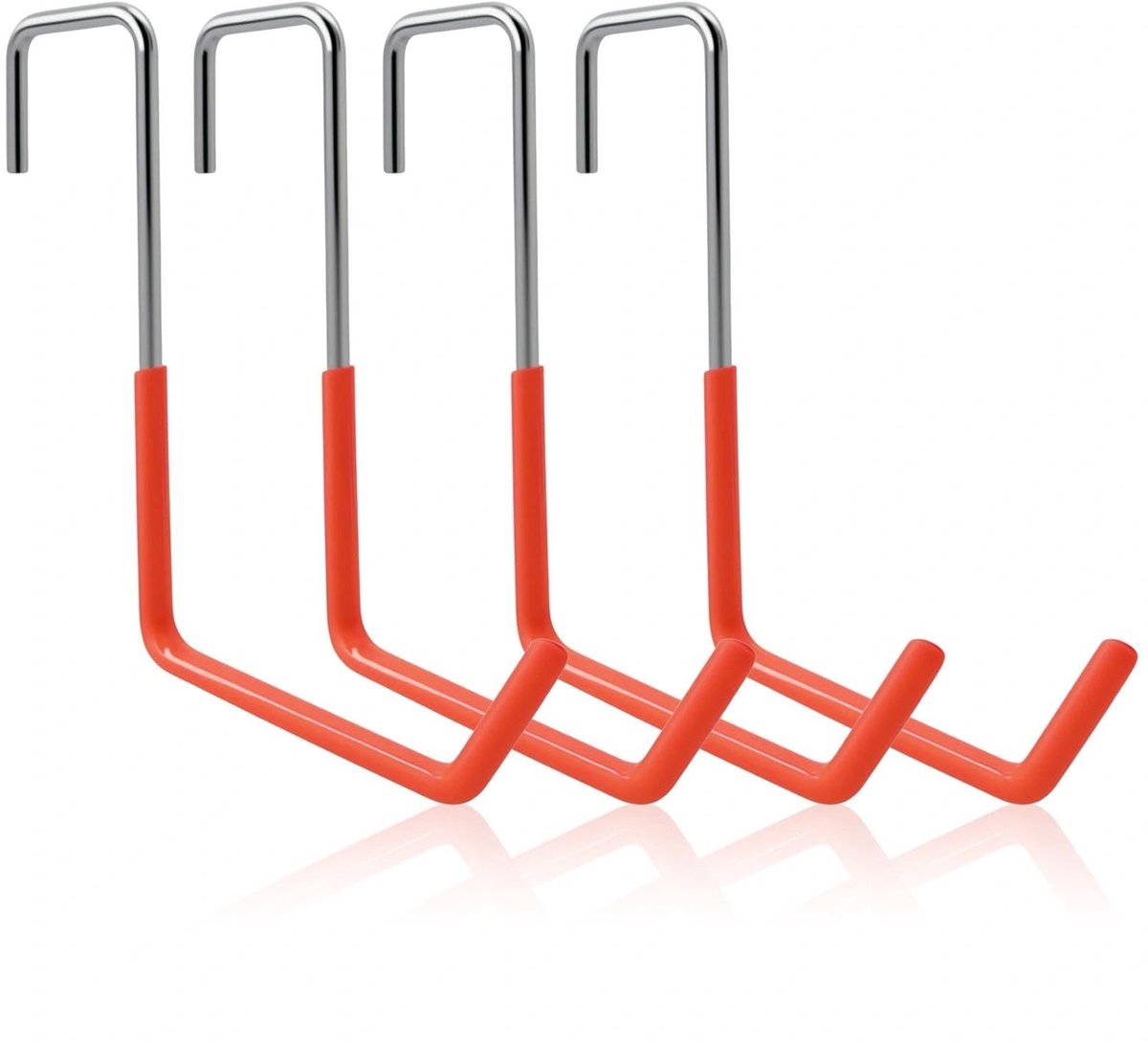 Dailygoods- Garagehaken 4 Stuks - Robuuste Fietshouder - Antislip - Krasbestendig - Geschikt voor 30 kg - Zwart/Oranje - Voor Fietsen/Tuingereedschap