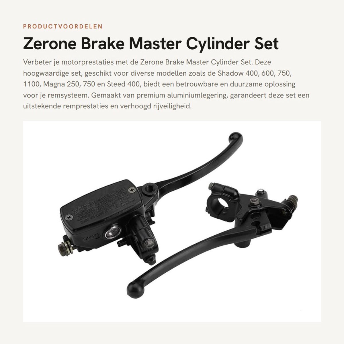 Dailygoods- Rempomp Set - Aluminium Legering - 25mm Handlebar Diameter - Voor Shadow/Magna/Steed - 1 Paar - Goede Remprestaties - Remcilinder