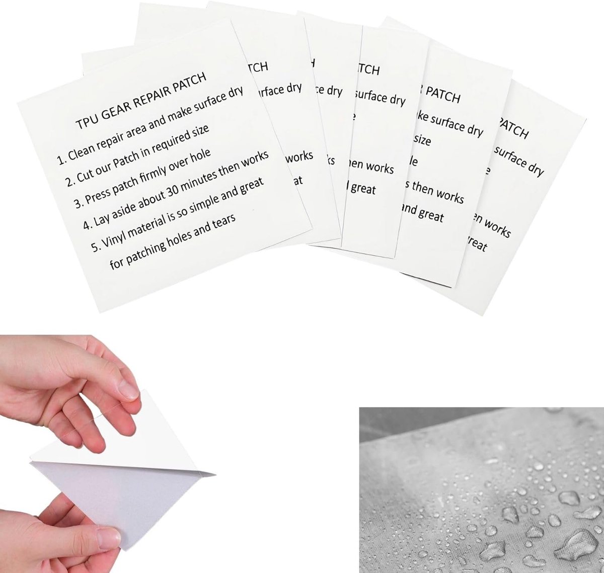 Thijox - 6 Stuks Opblaasbare Reparatiestickers, TPU Waterdicht, 3,5 x 3,5 cm, Transparant Vinyl voor Banken, Zwembanden en Zwembaden
