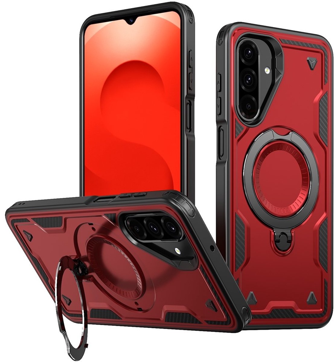Coverup Hoesje - Geschikt voor Samsung Galaxy A17 Hoesje - Coverup Armor Back Cover met MagSafe Compatible Kickstand - Rood