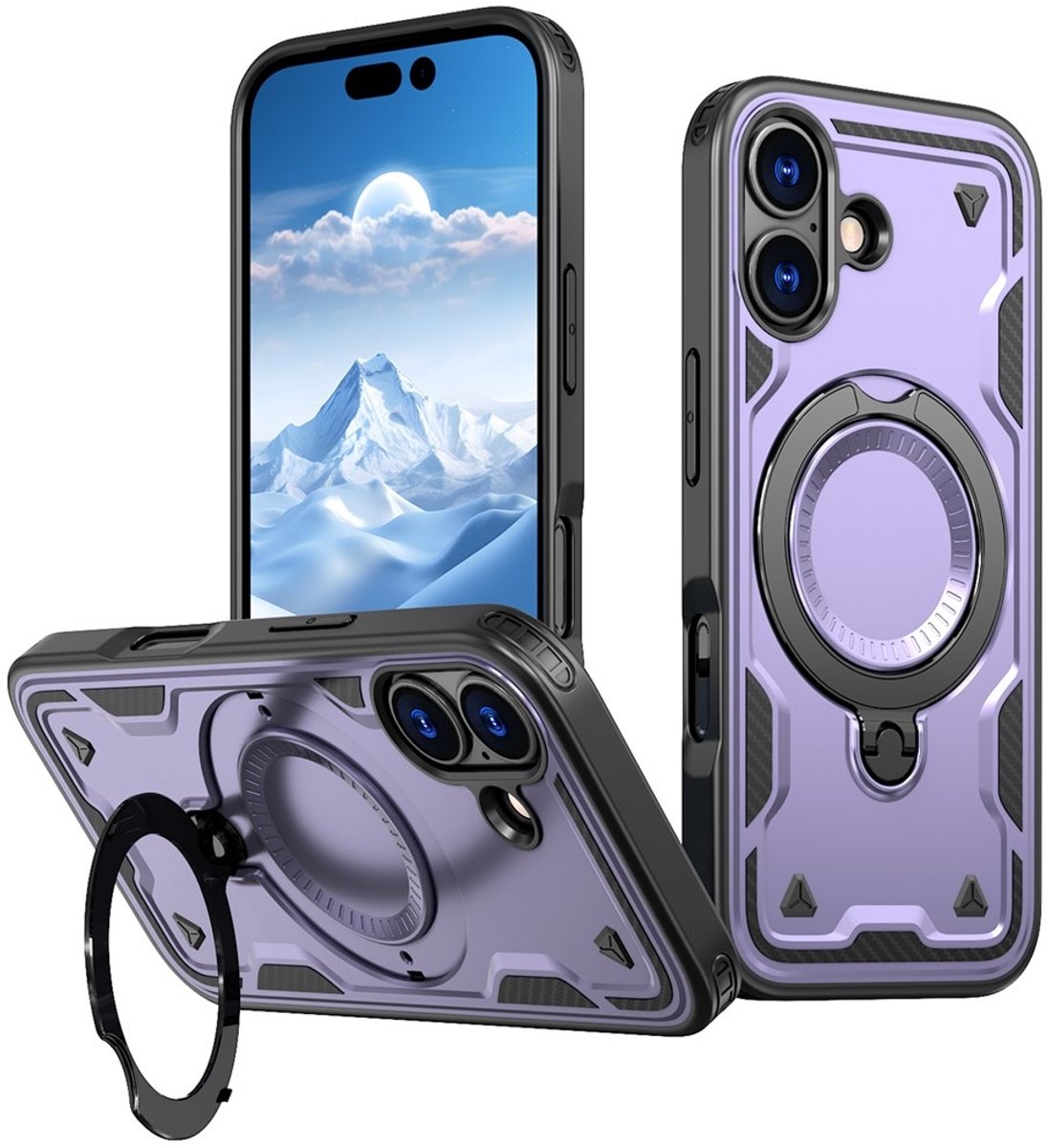 Coverup Hoesje - Geschikt voor iPhone 17 Hoesje - Coverup Armor Back Cover met MagSafe Compatible Kickstand - Paars