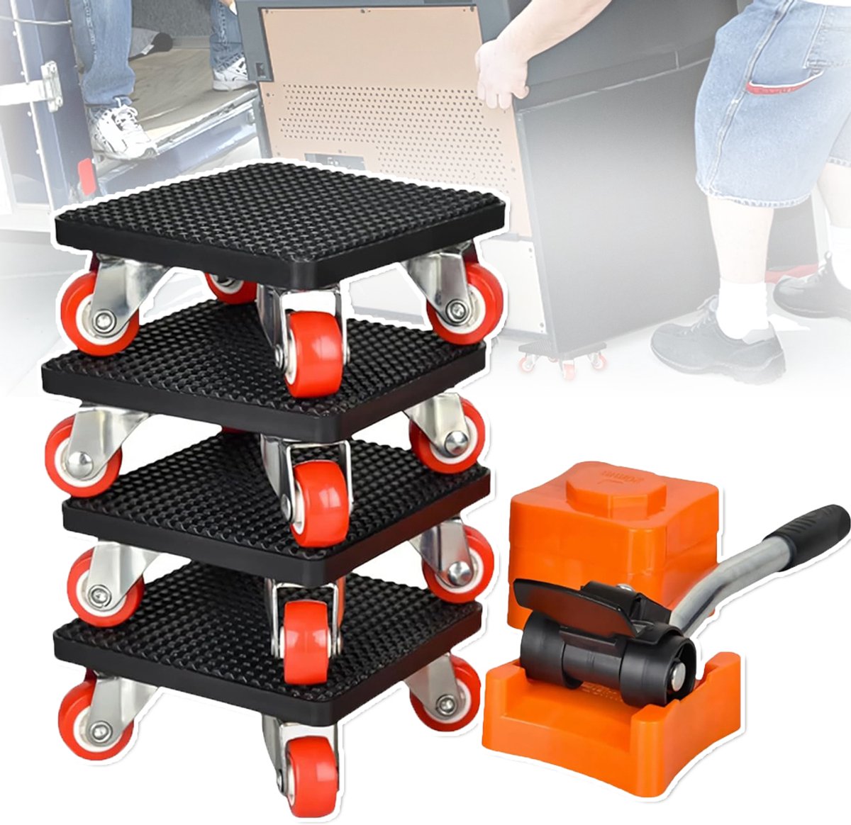 Meubel verhuisset 500 kg - 4 Antislip Glijders 360° Zwenkwielen Uitschuifbare Hendel - Zwaar Uitgevoerd Vloerbescherming - Voor Verhuizingen Thuis En Op Kantoor