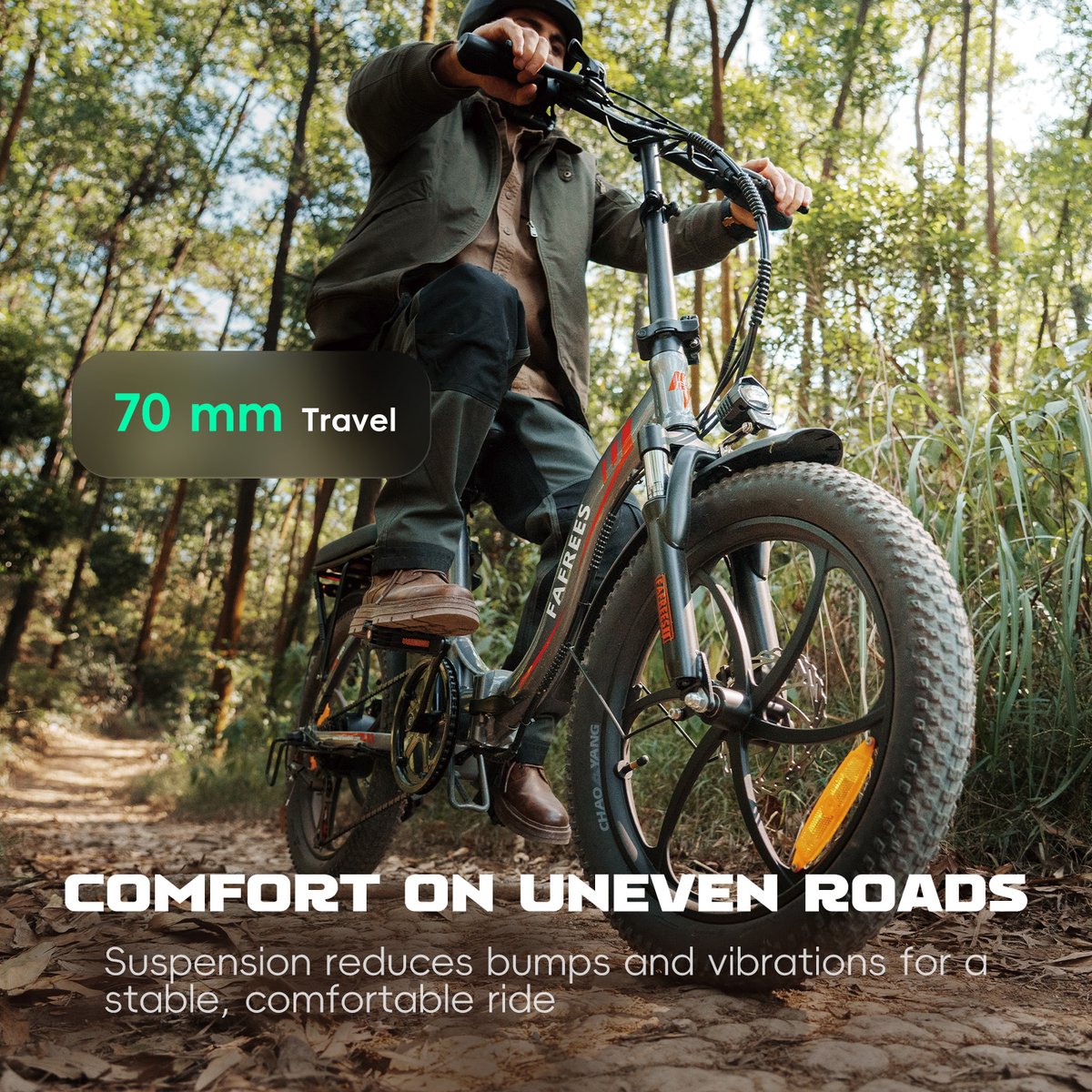 Fafrees F20 Elektrische Vouwfiets - E-Bike - 20 x 3.0 Inch Dikke Banden - 36V 18Ah Lithium Accu - 250 W Motor - 25 km/u - Maximaal bereik 130 km - Shimano 7 versnellingen - 20 Inch opvouwbare City Commuter E-Bike - Wit thumbnail 6