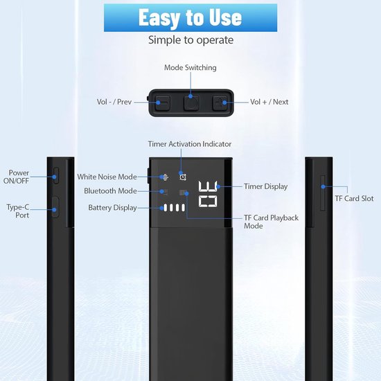 Bluetooth-kussenluidspreker – kussenspeaker met beengeleiding – ingebouwde witte ruis – luidspreker met timer voor zijslapers – zwart.L — afbeelding 2