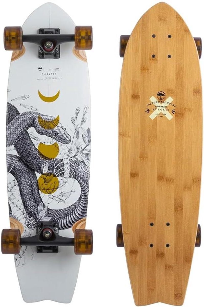 Longboard Cruiser Board Stadse Ritjes Bamboe Esdoorn Constructie 775 cm Lengte