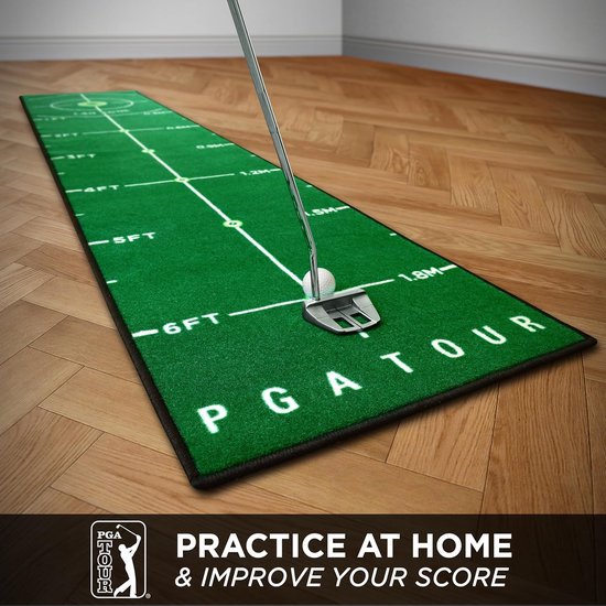 Golf Putting Mat - Oefenmat Golf - Putting Verbeteren - Met Richtlijnen - 240 cm - Groen van GOLF — afbeelding 3