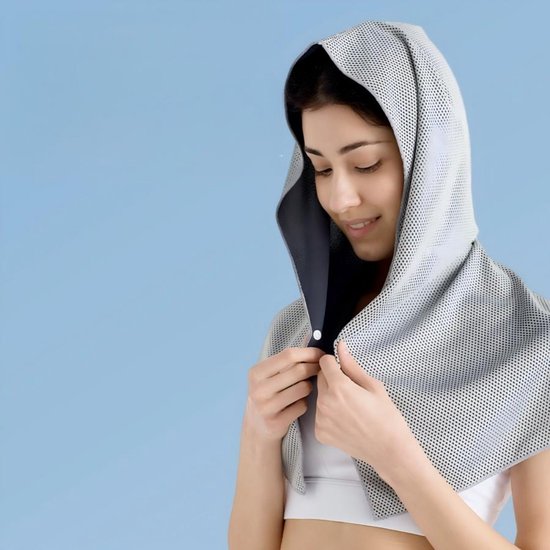 Koelhanddoek met capuchon - 58 x 30 cm - Koelende nekband - U-vormige koelhanddoek met capuchon en zonbescherming - Koelhanddoek voor wandelen, vissen en buitensporten - Sneldrogende hoofdband - Sporthanddoek - Unisex - Geschikt voor hardlopen — afbeelding 3
