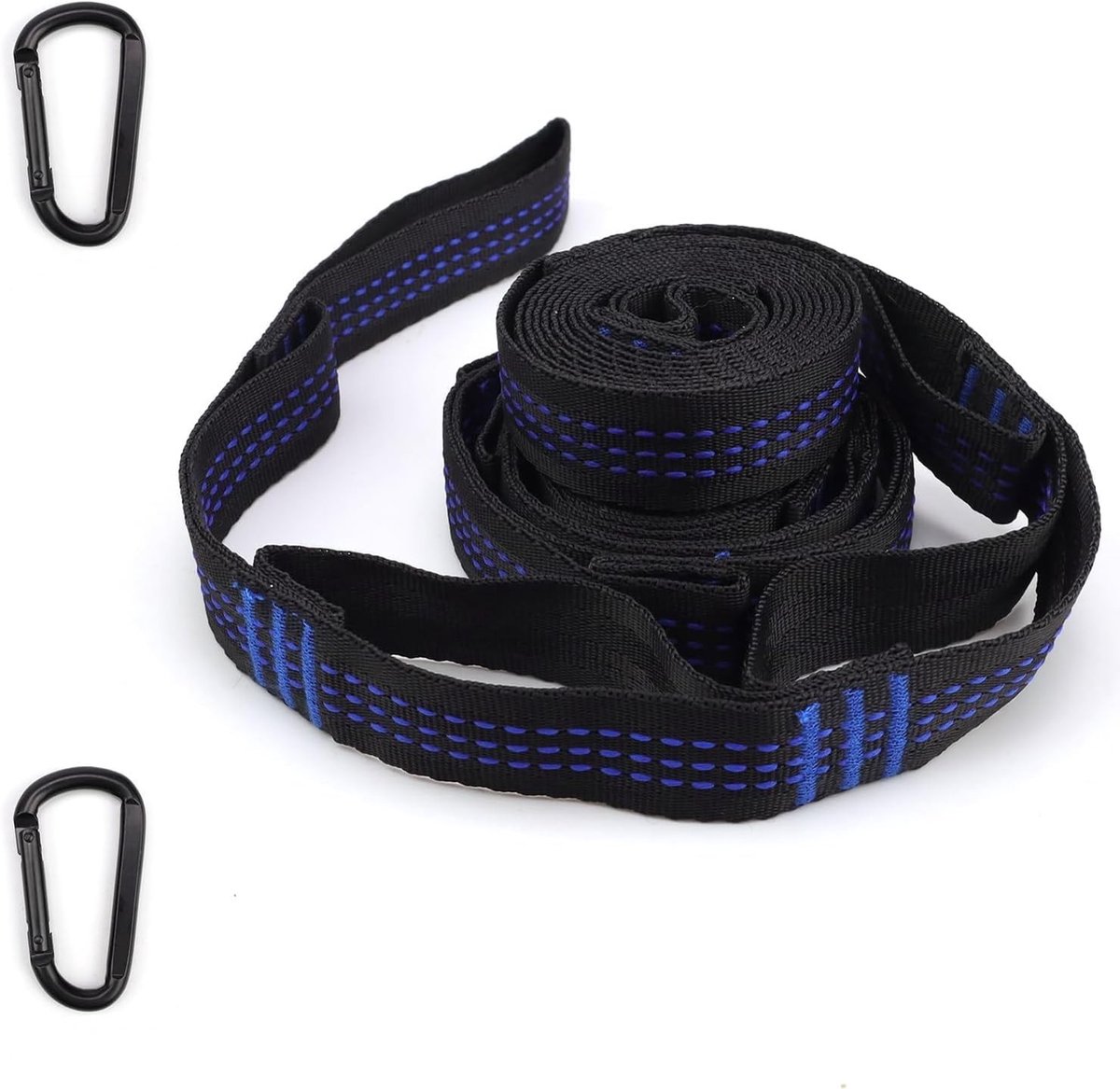 Hammock Hangset 2 Stuks (2 Meter) met Carabiner Haken - 100 kg Draagvermogen - Verstelbare Boomriemen voor Camping, Tuin en Balkon