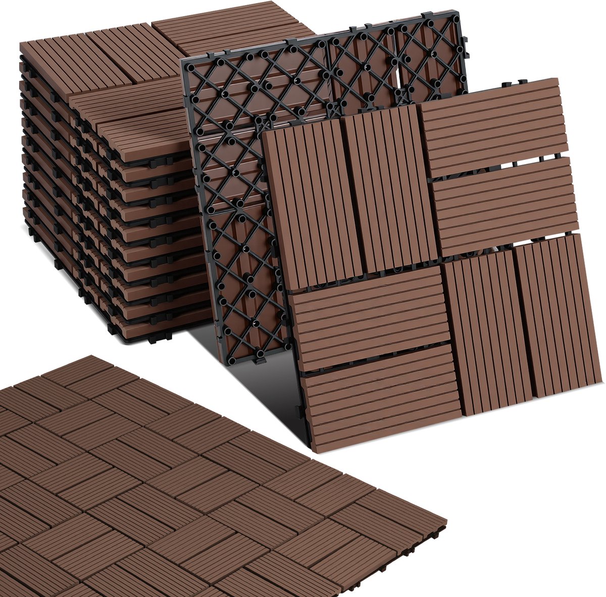 WPC Vlondertegels 30x30 cm - Roodbruin - 66 stuks/6 m² - Waterbestendige Tuintegels