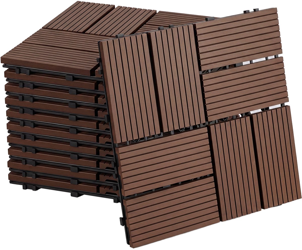 WPC Vlondertegels 30x30 cm - Roodbruin - 11 stuks/1 m² - Waterbestendige Tuintegels