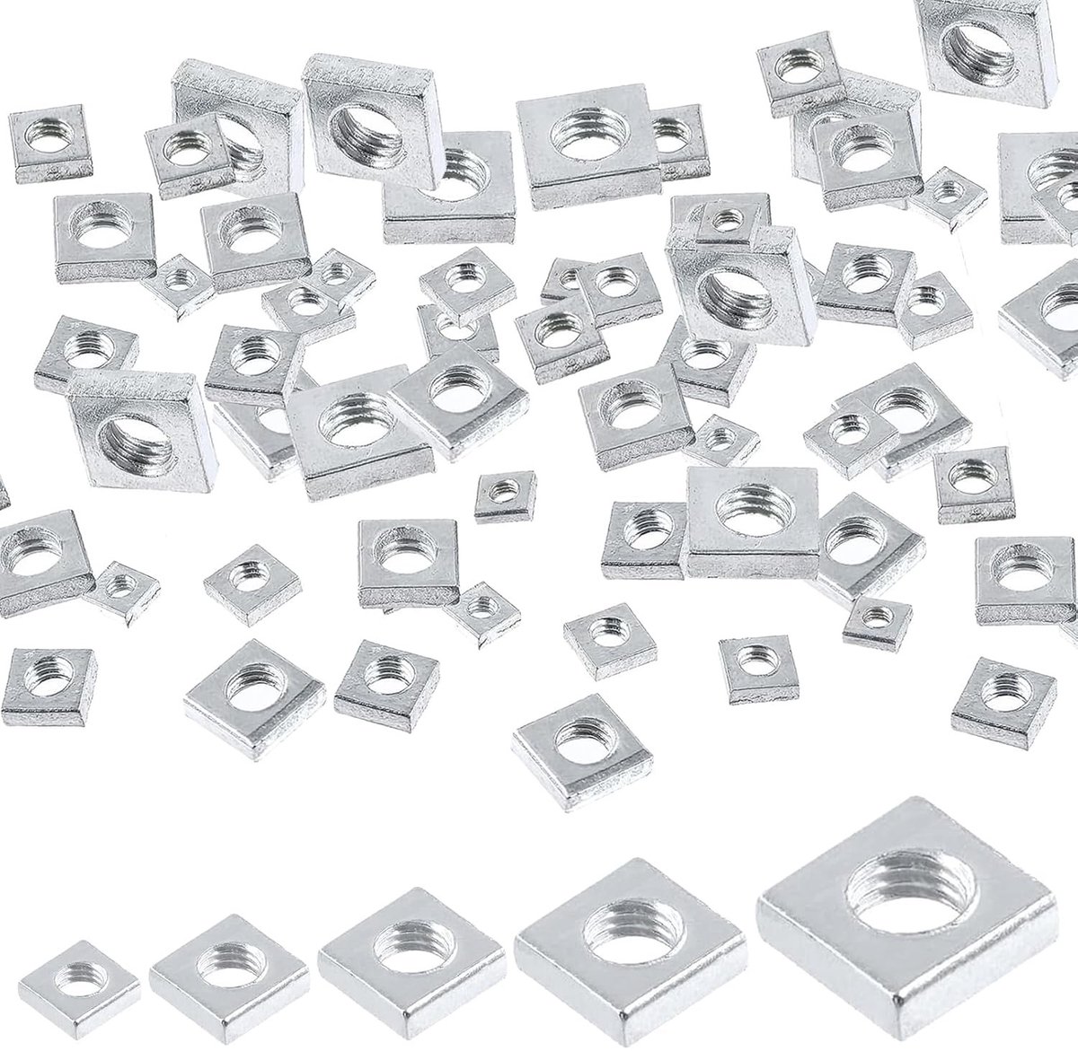 Vierkante Moeren en Sluitmoeren Assortiment voor Auto- en Elektronica Toepassingen - Inclusief M3, M4, M5, M6, M8 - 50 Stuks Voor Diverse Projecten