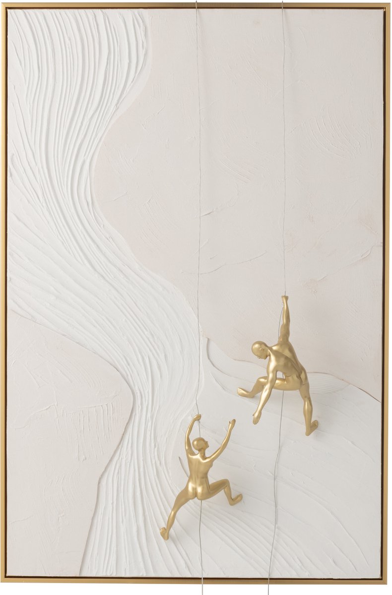 J-Line schilderij Men Hanging Rechthoek - acryl - wit/goud