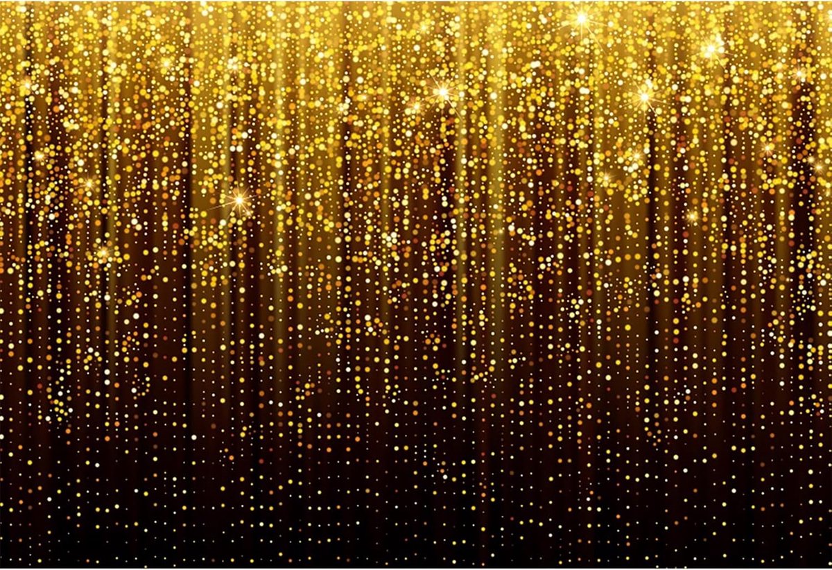 Thijox - 3 x 2 m Zwarte en Gouden Abstracte Fotoachtergrond - Vinyl Glitter Bruiloft en Verjaardagsfeestje Decoratie Achtergrond - Geschikt voor Portr