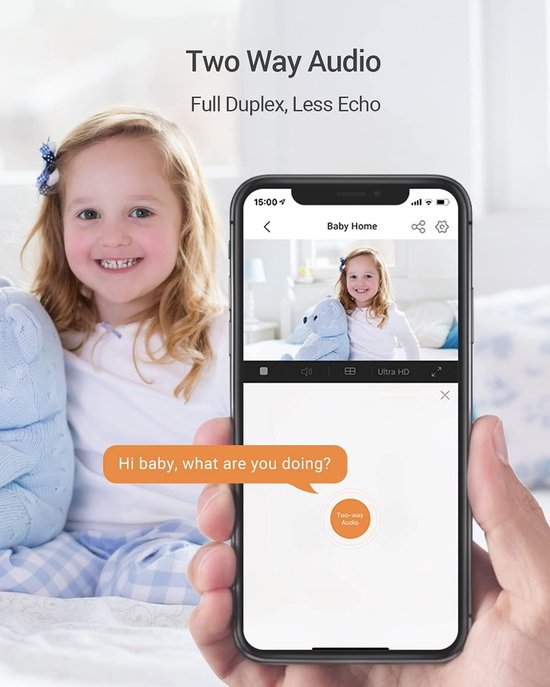Wifi-camera voor binnen met 1080p, pan/tilt/zoom, nachtzicht en 2-weg audio — afbeelding 4