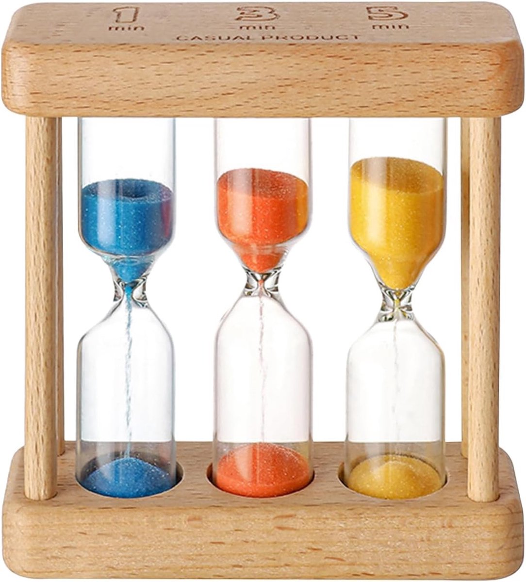 Kleurrijke 3-in-1 Zandloper voor Kinderen - 1/3/5 Minuten Glastimer, Decoratie voor Thuis, Klaslokaal en Kantoor